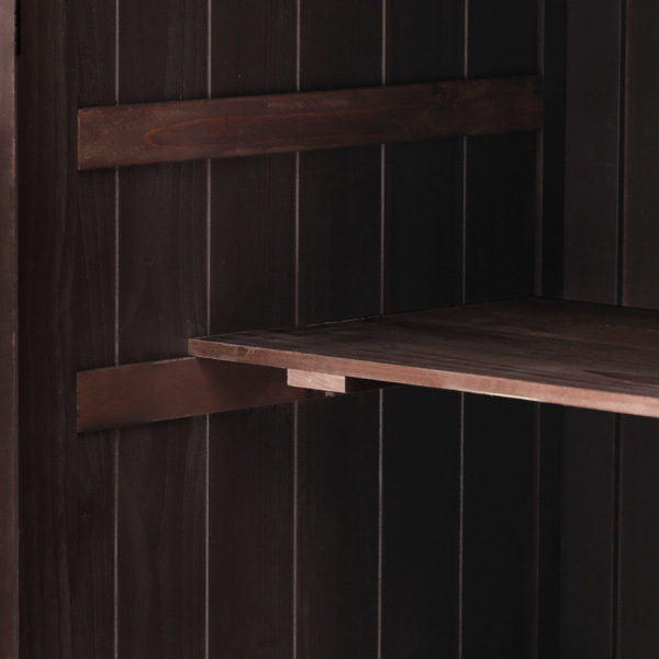 54.1英寸户外厨房岛台，带高架置物架；大型户外园艺工作台，不锈钢台面，带储物柜；实木烧烤车，带可锁定轮子，适用于烧烤和花园，棕色-26