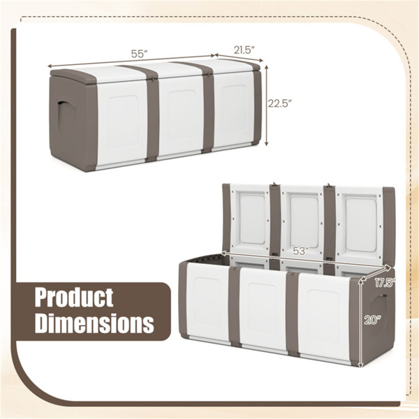 53加仑大型户外PP甲板箱防水储物箱，带可锁盖和侧把手- 米色-4