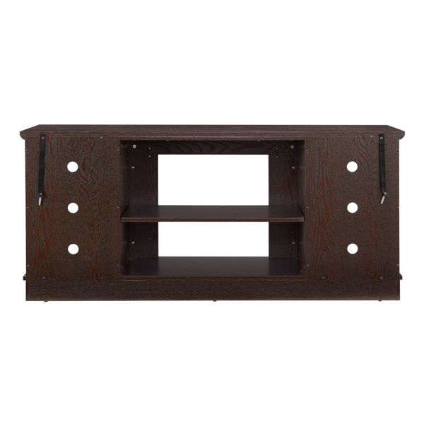带仿堆石装饰的电视媒体支架，现代娱乐控制台，带开放储物空间，樱桃木，尺寸：58.31英寸宽*15.39英寸深*26.06英寸高--不支持self-pick up且不支持指定仓库发货-3
