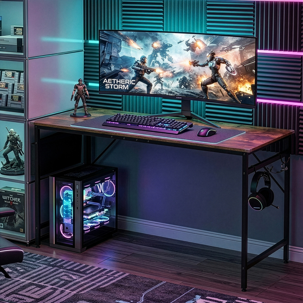 腐木色 SG016FD P2刨花板+铁管 贴三胺+喷塑 160cm 截断款 电脑桌 带无纺布收纳-11