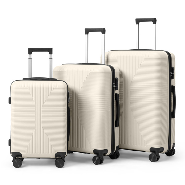 非TSA海关锁三合一 PP拉杆箱 20in 24in 28in PP 米白色-17