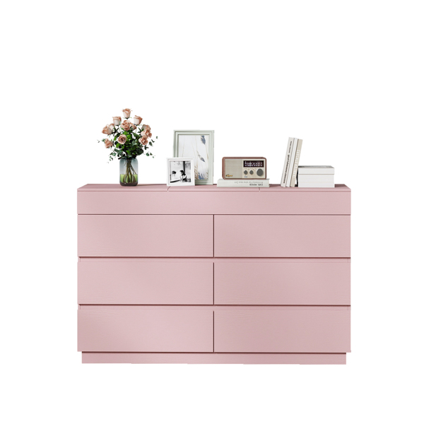 粉色浮雕ZSH012 P2 12MM 刨花板 贴三胺 120*40*85.5cm 六抽带镜 抽屉柜-1