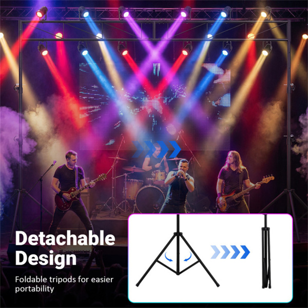 4.6–8.7英尺可折叠三脚架舞台灯架10高度可调节金属特拉斯，用于DJ婚礼音乐会-9
