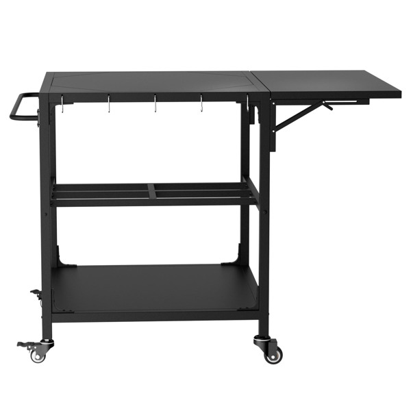 适用于Big Green Egg烧烤炉的户外烧烤桌，重型金属推车式备餐台，带轮子、储物架、挂钩和可拆卸中央盖，兼容大型Big Green Egg烧烤炉--不支持self-pick up且不支持指定仓库发货-5