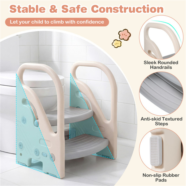 可转换2步幼儿步凳多功能儿童梯子座椅，适用于厨房浴室-9