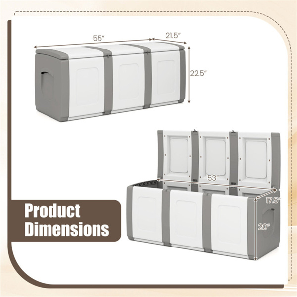 53加仑大型户外PP甲板箱防水储物箱，带可锁盖和侧把手- 灰色-4