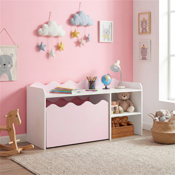 儿童玩具收纳架，带可移动抽屉和防倾倒套件，适用于游戏室托儿所 - 粉色-7