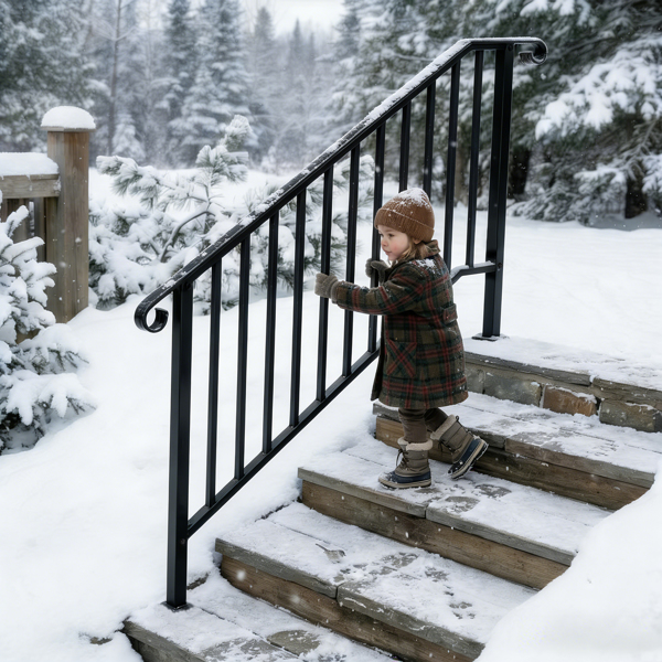 【同款编码：81504920  40310676】哑光黑色 4阶 庭院楼梯扶手-25