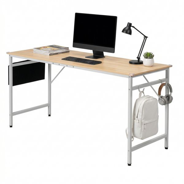 橡木色 SG001FD P2刨花板+铁管 贴三胺+喷塑 160cm 截断款 电脑桌 带无纺布收纳-10