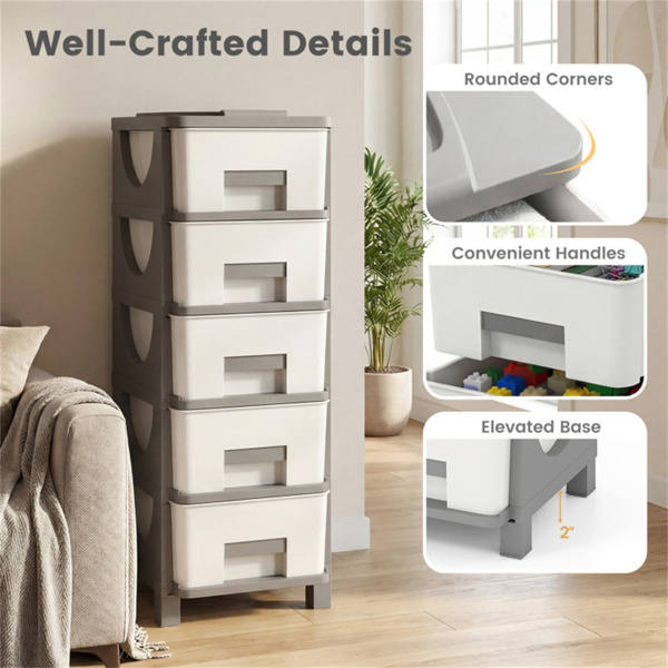 卧室浴室办公室5抽屉PP储物柜立式超薄收纳柜-9