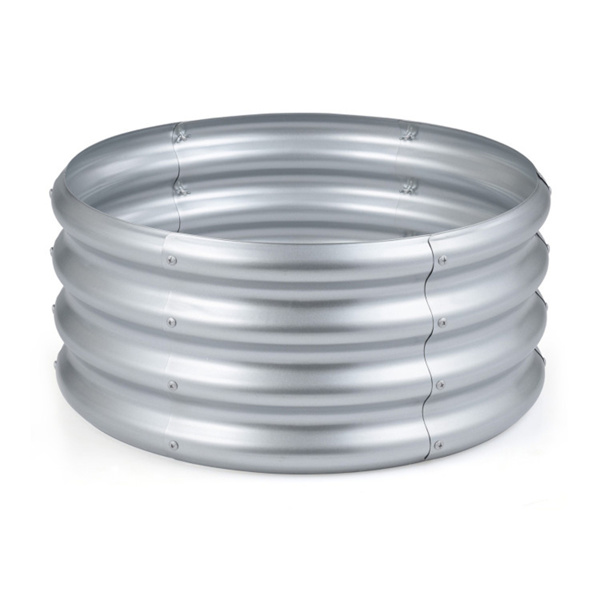 圆形镀锌钢高架花园床24×24×11.5户外蔬菜草本花卉花盆-3