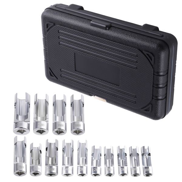 3/8" 1/2" Diesel Injector Fuel Line Socket Wrench Kit Metric 8mm-22mm Flare-6