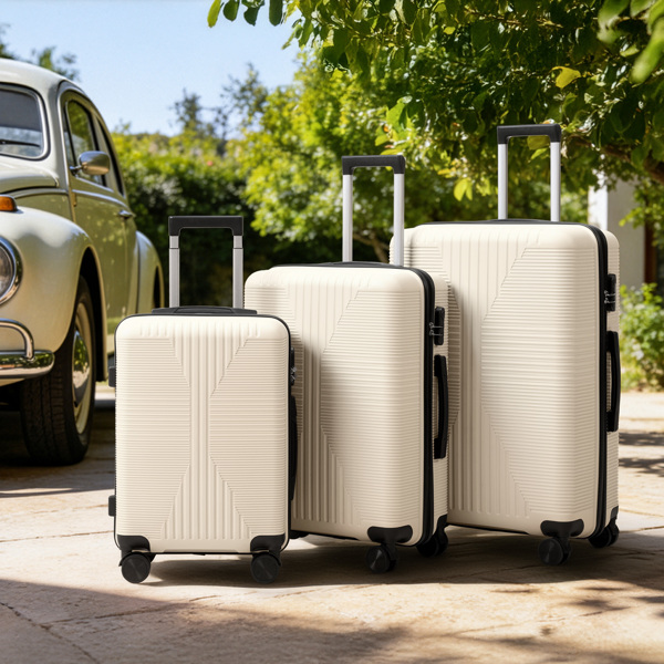 非TSA海关锁三合一 PP拉杆箱 20in 24in 28in PP 米白色-20