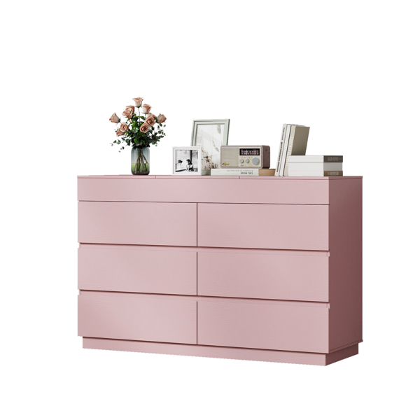 粉色浮雕ZSH012 P2 12MM 刨花板 贴三胺 120*40*85.5cm 六抽带镜 抽屉柜-4