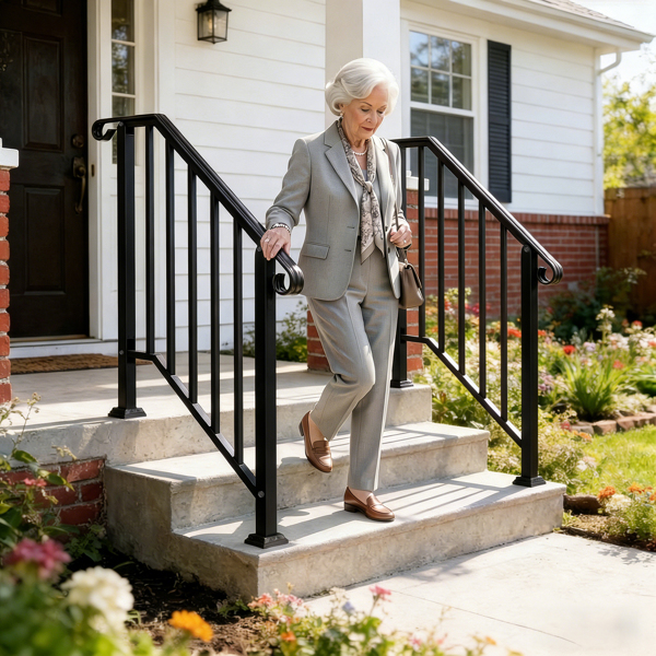 【同款编码：55022277  82359152】光黑色 2阶 庭院楼梯扶手-15