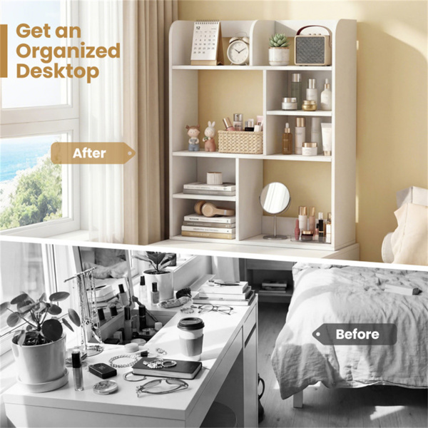 23.5×9×31.5英寸立式桌面储物架，坚固的中密度纤维板书桌，用于书籍装饰-10