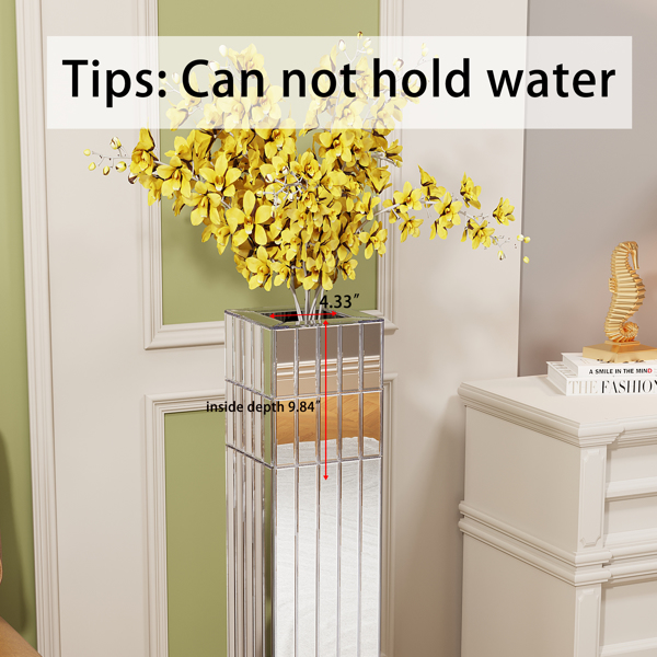 高落地花瓶，高 29.92 英寸（76 厘米），镜面落地花瓶，家居装饰，银色大号立方体花瓶，适合插干花，现代玻璃花瓶，客厅装饰--不支持self-pick up且不支持指定仓库发货-4