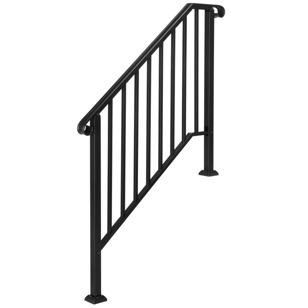 【同款编码：11384510  73142795】哑光黑色 3阶 庭院楼梯扶手-6
