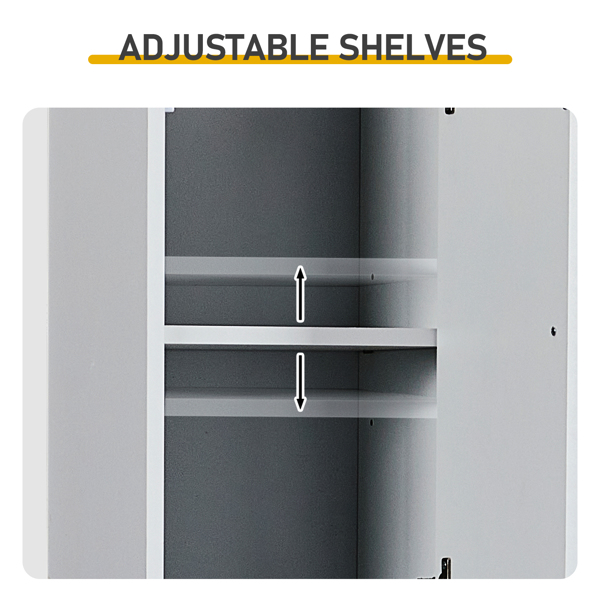 灰色 刨花板三胺贴面+密度板格栅吸塑 30*28*170cm 两门二搁架 浴室立柜-5