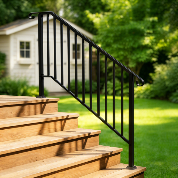 【同款编码：81504920  40310676】哑光黑色 4阶 庭院楼梯扶手-20