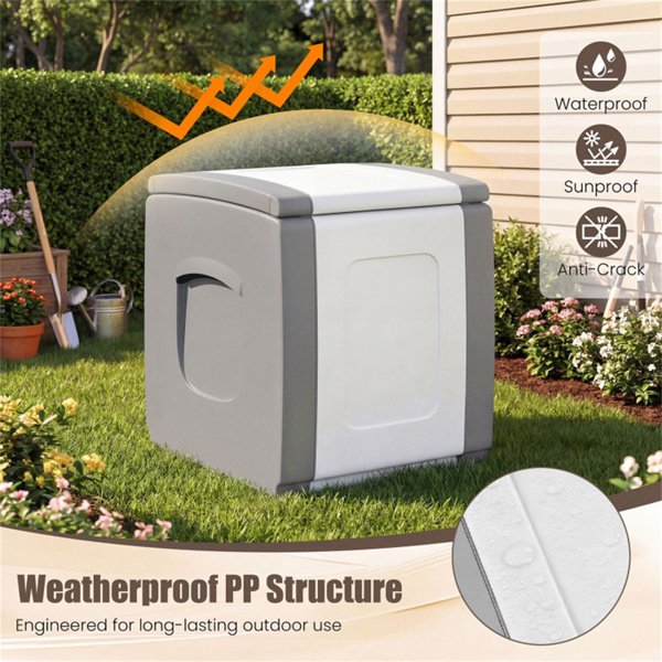 7加仑室外PP甲板箱防水露台储物箱，带侧把手和双色调设计- 灰色-8