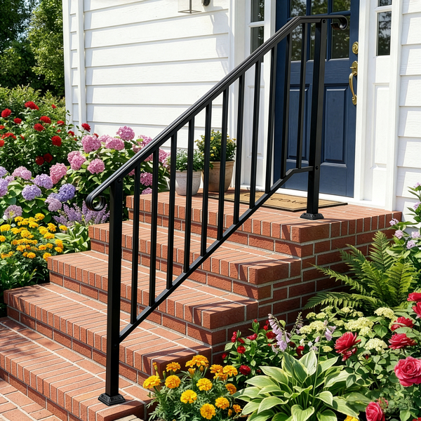 【同款编码：81504920  40310676】哑光黑色 4阶 庭院楼梯扶手-22