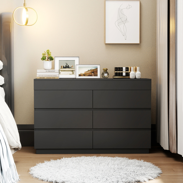 黑色浮雕 P2 12MM 刨花板 贴三胺 120*40*85.5cm 六抽带镜 抽屉柜-4