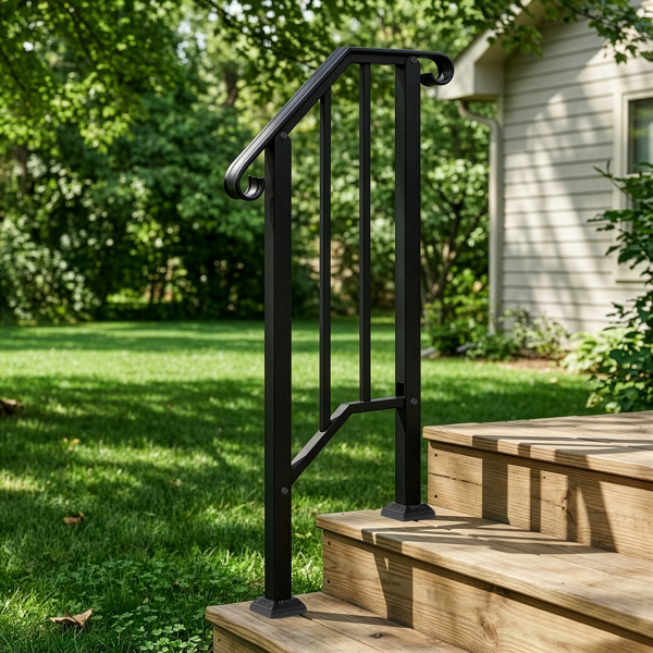 【同款编码：21862947  70638141】哑光黑色 1阶 庭院楼梯扶手-17