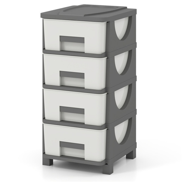 卧室浴室办公室4抽屉紧凑型塑料储物柜立式收纳柜-6