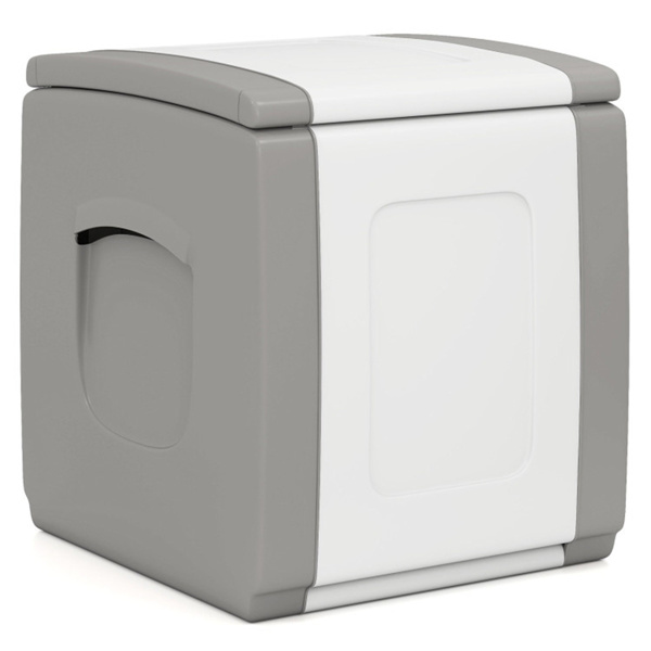 7加仑室外PP甲板箱防水露台储物箱，带侧把手和双色调设计- 灰色-2