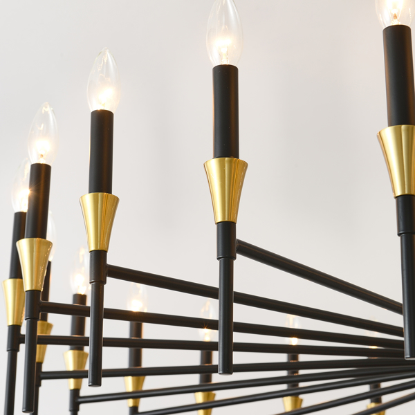  16-Light Black Gold Chandelier, 37.63" Modern Farmhouse Chandelier for Dining Room Over Table, Large Candle Chandelier for Living Room, Foyer-8