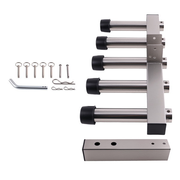 Stainless Steel Hitch Fishing Rod Holder 5 Link Tube fit for 2" Hitch Receivers-6