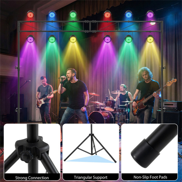 4.6–8.7英尺可折叠三脚架舞台灯架10高度可调节金属特拉斯，用于DJ婚礼音乐会-7