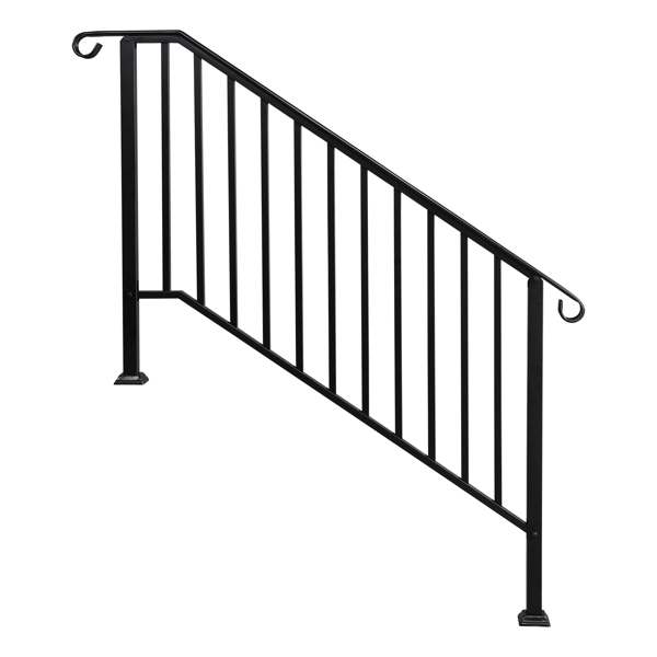  哑光黑色 4阶 庭院楼梯扶手-16