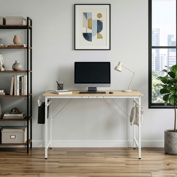 橡木色 SG001FD P2刨花板+铁管 贴三胺+喷塑 120cm 截断款 电脑桌 带无纺布收纳-2