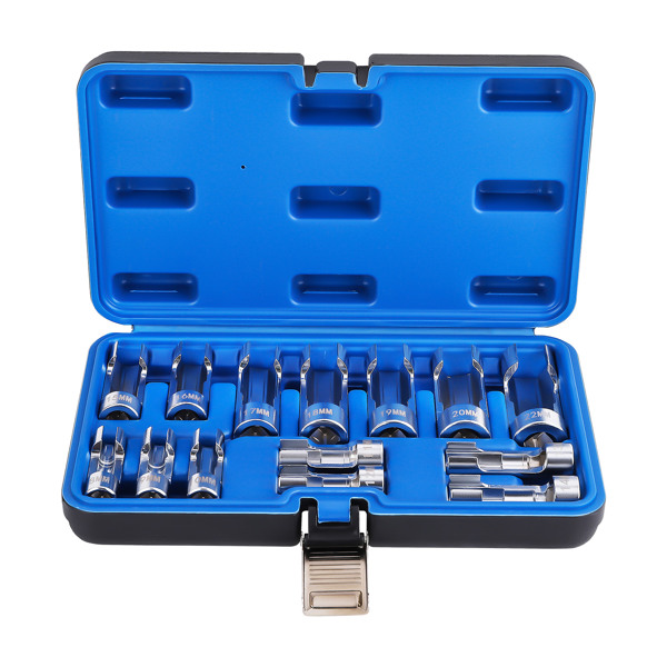 3/8" 1/2" Diesel Injector Fuel Line Socket Wrench Kit Metric 8mm-22mm Flare-2