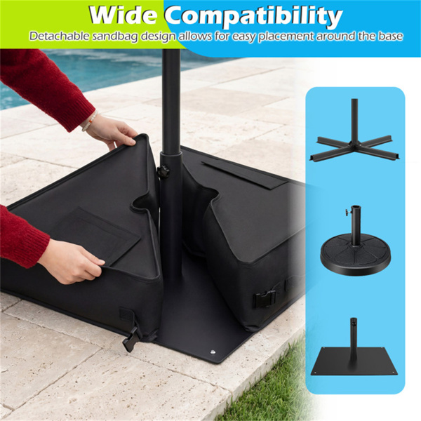 2件套90磅露台伞底座沙袋900D牛津防风雨配重袋，用于偏置悬臂伞-5