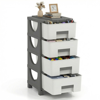 卧室浴室办公室4抽屉紧凑型塑料储物柜立式收纳柜
