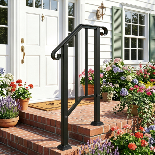 【同款编码：21862947  70638141】哑光黑色 1阶 庭院楼梯扶手-22