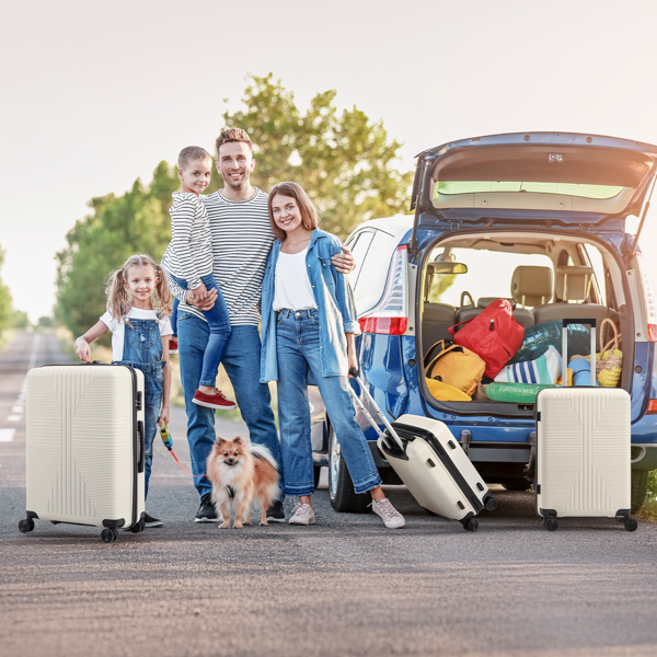 非TSA海关锁三合一 PP拉杆箱 20in 24in 28in PP 米白色-24