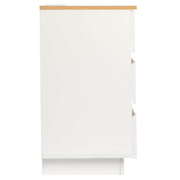 白色+橡木色 E1 刨花板 12MM 贴浮雕三胺 免拉手 38*32*56cm  3抽 床头柜 欧标插座 2pcs-14