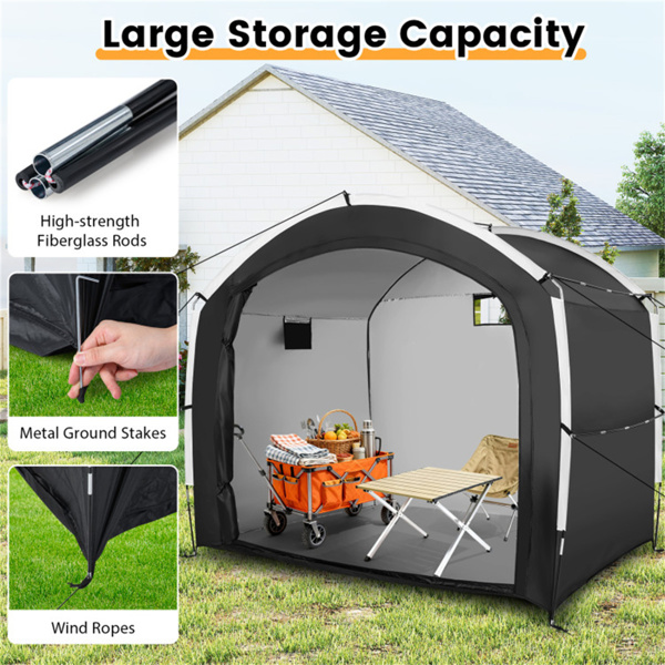 7.2×5.1×6英尺户外自行车存放棚帐篷防水自行车棚，可容纳5辆自行车-7