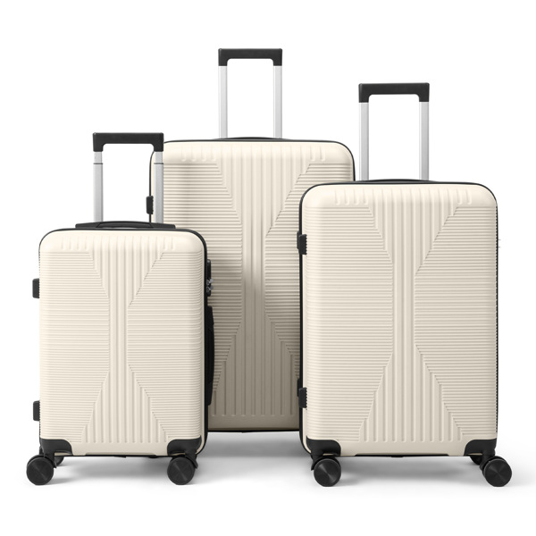 非TSA海关锁三合一 PP拉杆箱 20in 24in 28in PP 米白色-16