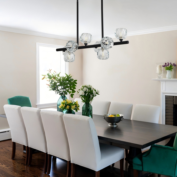 29.53" Modern Crystal Chandelier for Dining Room, 8-Light Black Pendant Lightsfor Kitchen Island Bedroom,Over Table,Living Room-7
