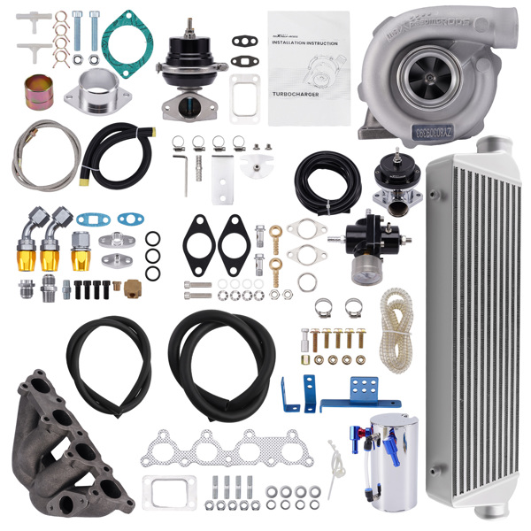 8 PCS T3 Turbo Manifold Kit fit for Honda Civic EX CX Del Sol 1.5L 1.6L D15 D16-6