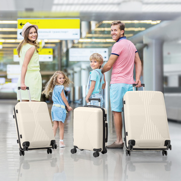 非TSA海关锁三合一 PP拉杆箱 20in 24in 28in PP 米白色-22