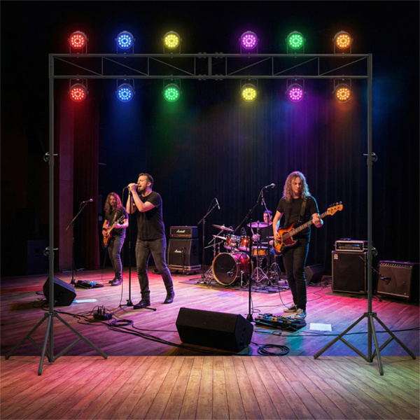 4.6–8.7英尺可折叠三脚架舞台灯架10高度可调节金属特拉斯，用于DJ婚礼音乐会-8