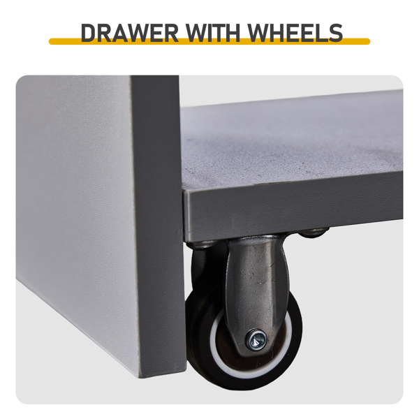 灰色 刨花板三胺贴面 18*40*70cm 二抽一围挡矮柜 带轮可活动抽拉架 浴室立柜-4