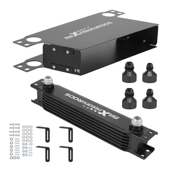 7 Row Engine Oil Cooler Universal 10AN Aluminum Stacked Plate w/ Bracket Kit