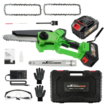 Brushless fit for Mini Chainsaw 1200W Cordless 6"8" Bar 3000mAh 2 Battery Tool-Free